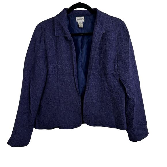 Chico's Jackets & Blazers - Chico's Purple Silk Blend Open Blazer Cardigan Textured Size 1 or U.S. Medium